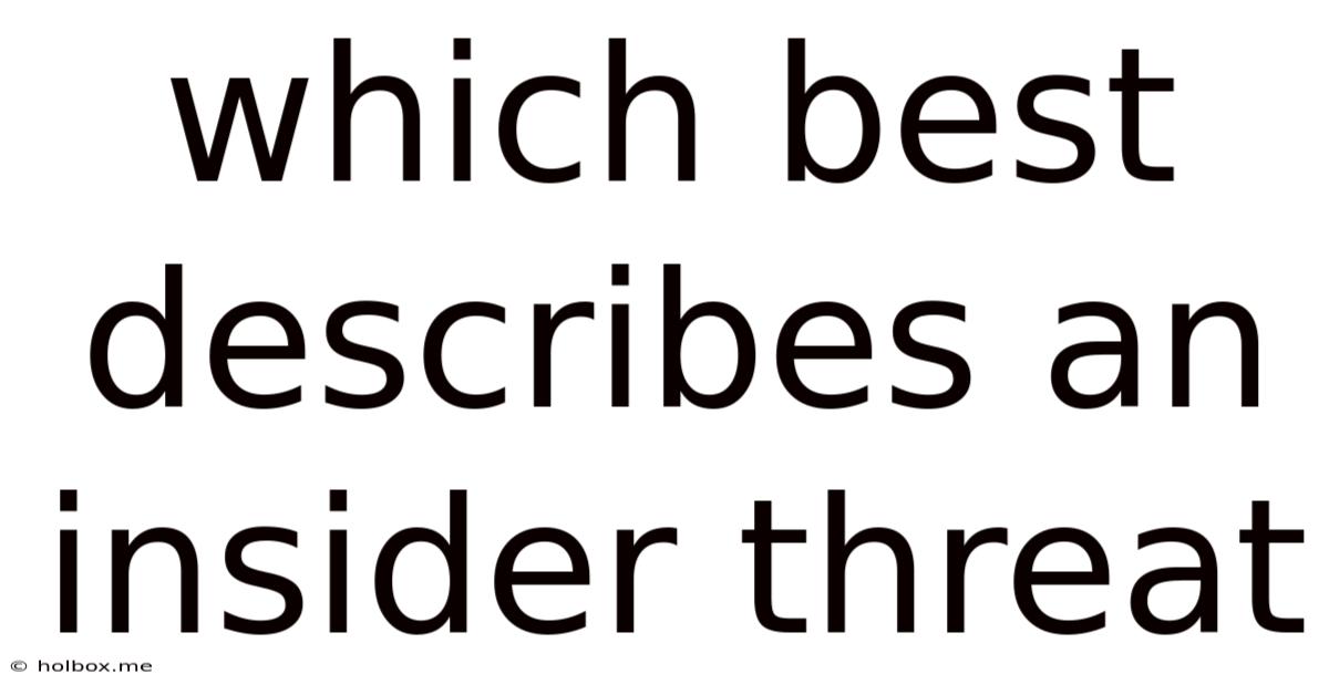 Which Best Describes An Insider Threat