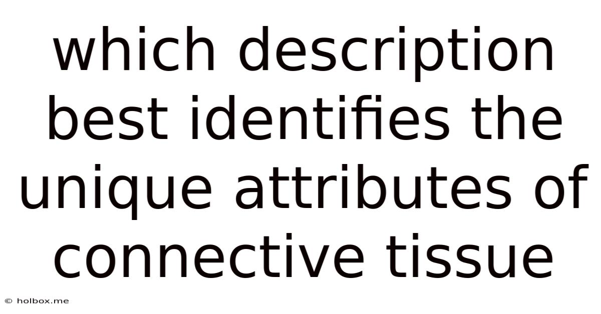 Which Description Best Identifies The Unique Attributes Of Connective Tissue