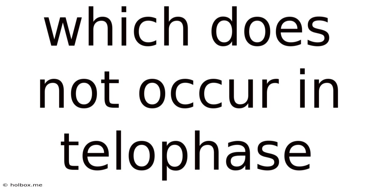 Which Does Not Occur In Telophase