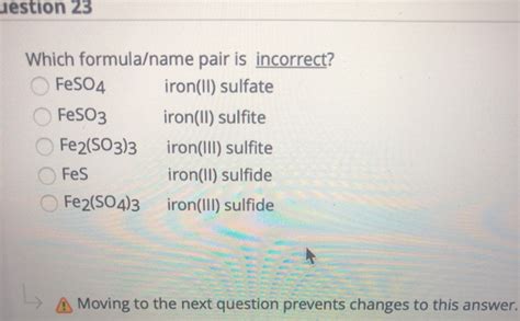 Which Formula Name Pair Is Incorrect