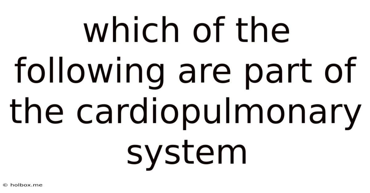 Which Of The Following Are Part Of The Cardiopulmonary System