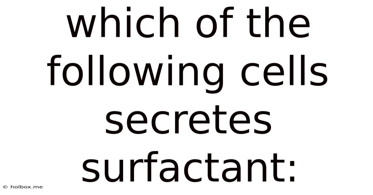 Which Of The Following Cells Secretes Surfactant: