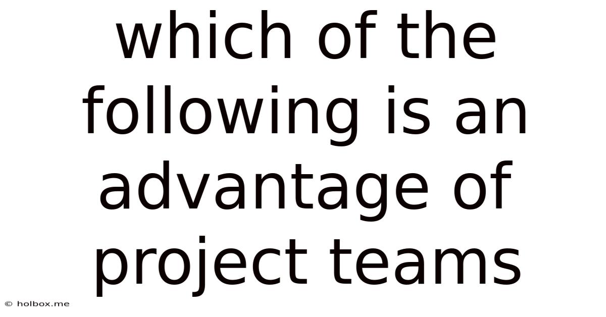 Which Of The Following Is An Advantage Of Project Teams