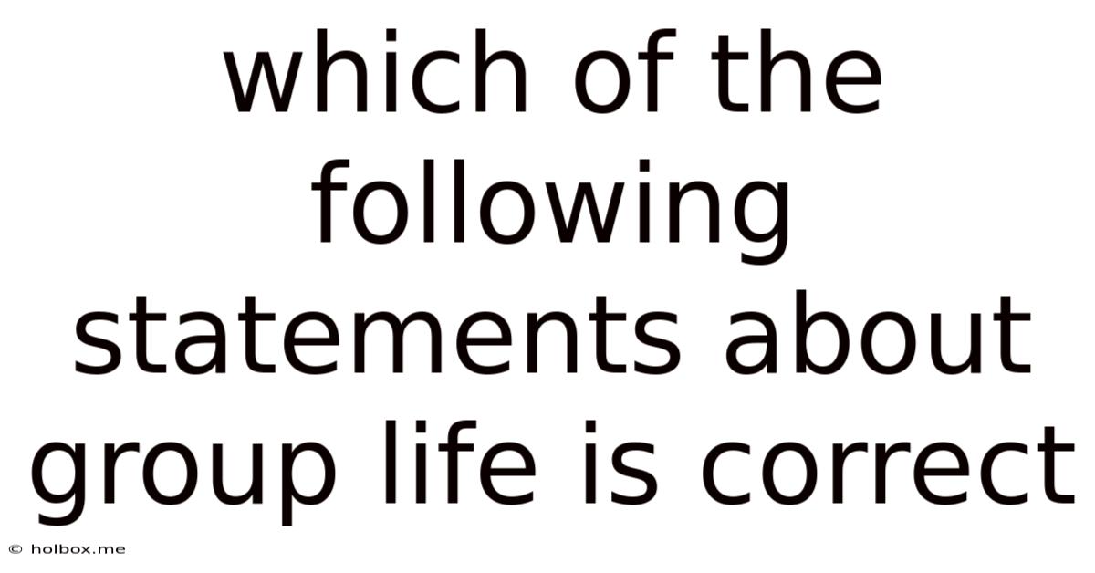 Which Of The Following Statements About Group Life Is Correct