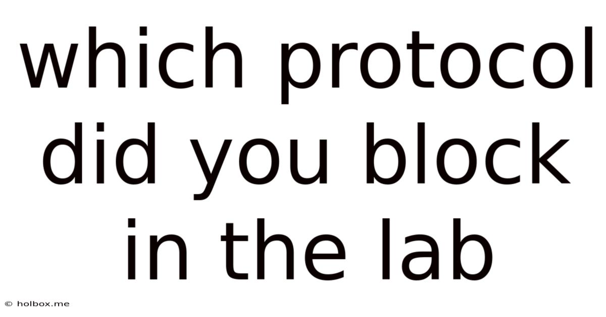 Which Protocol Did You Block In The Lab