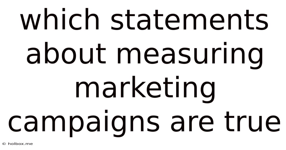 Which Statements About Measuring Marketing Campaigns Are True