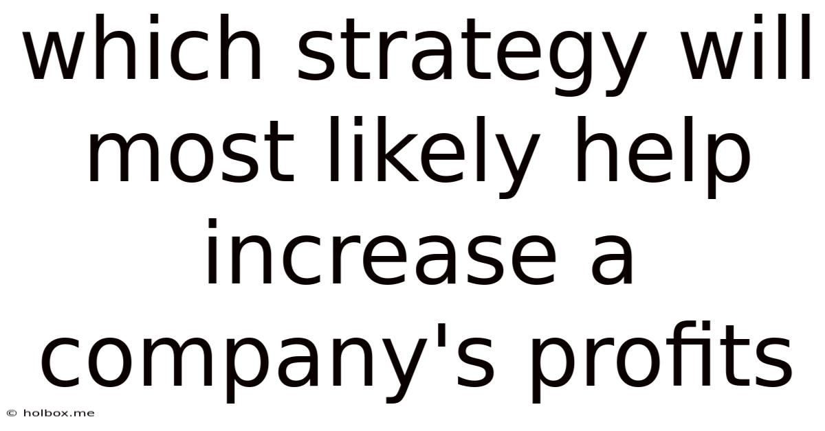Which Strategy Will Most Likely Help Increase A Company's Profits