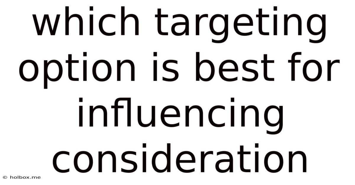 Which Targeting Option Is Best For Influencing Consideration