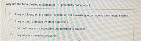 Why Are The Beta Pleated Multimers Of Prp Potentially Pathogenic