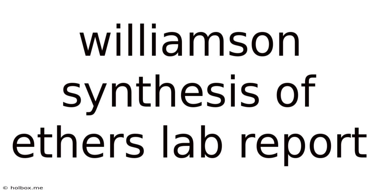 Williamson Synthesis Of Ethers Lab Report