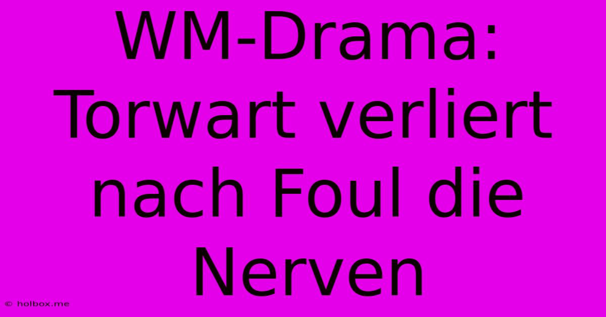 WM-Drama: Torwart Verliert Nach Foul Die Nerven