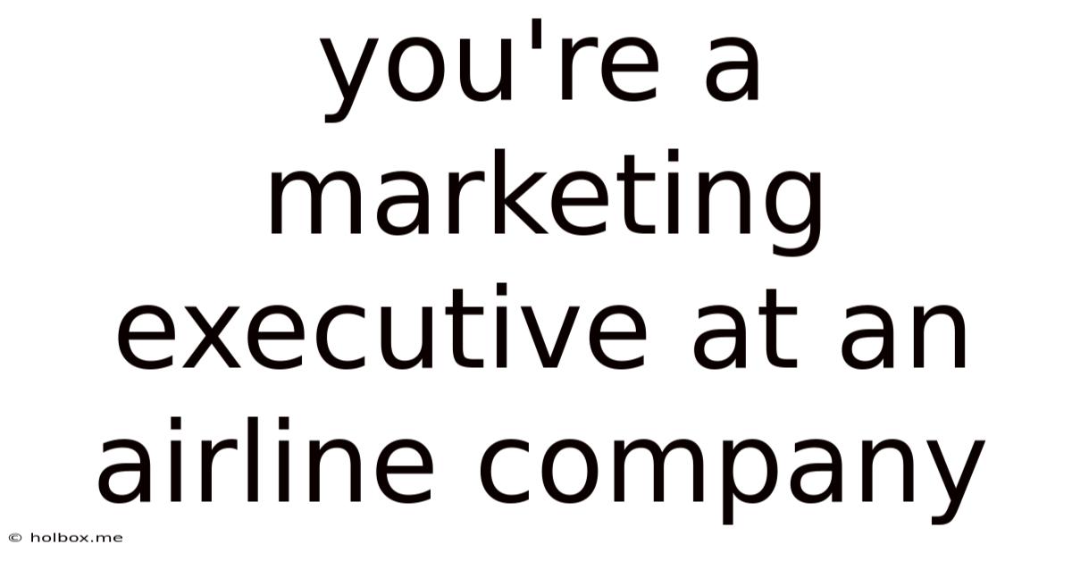 You're A Marketing Executive At An Airline Company