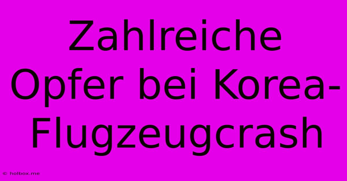 Zahlreiche Opfer Bei Korea-Flugzeugcrash