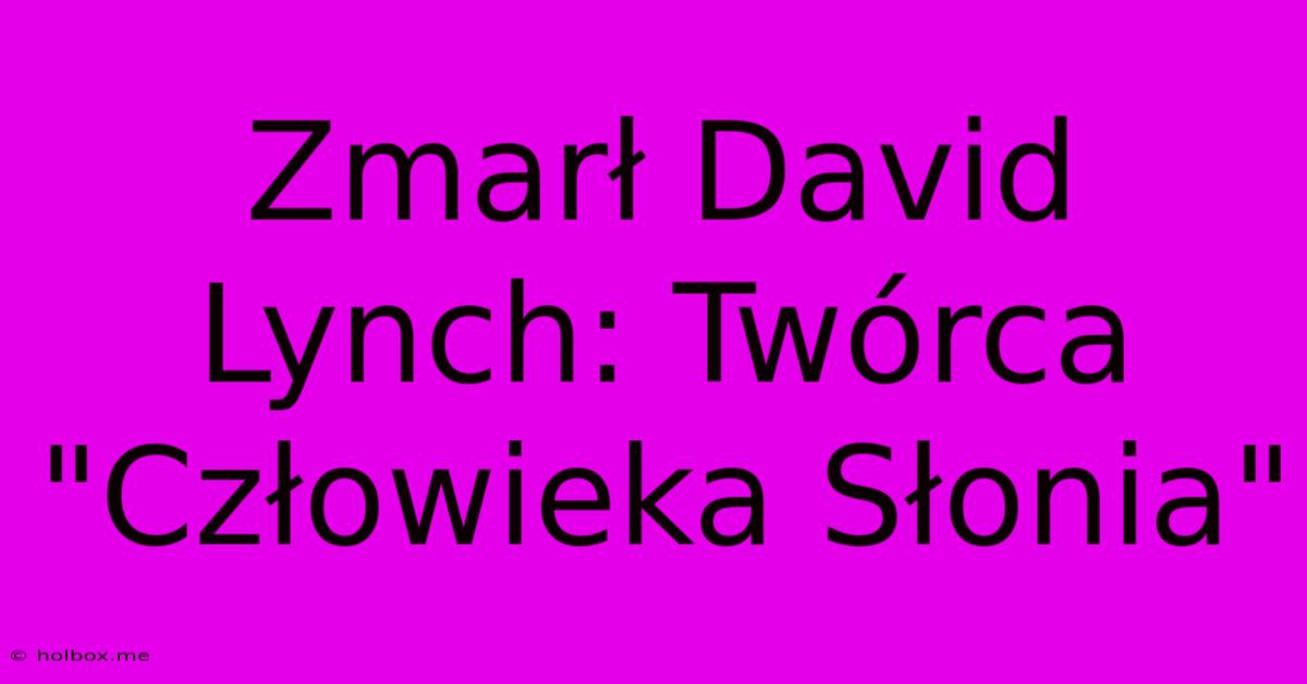 Zmarł David Lynch: Twórca 